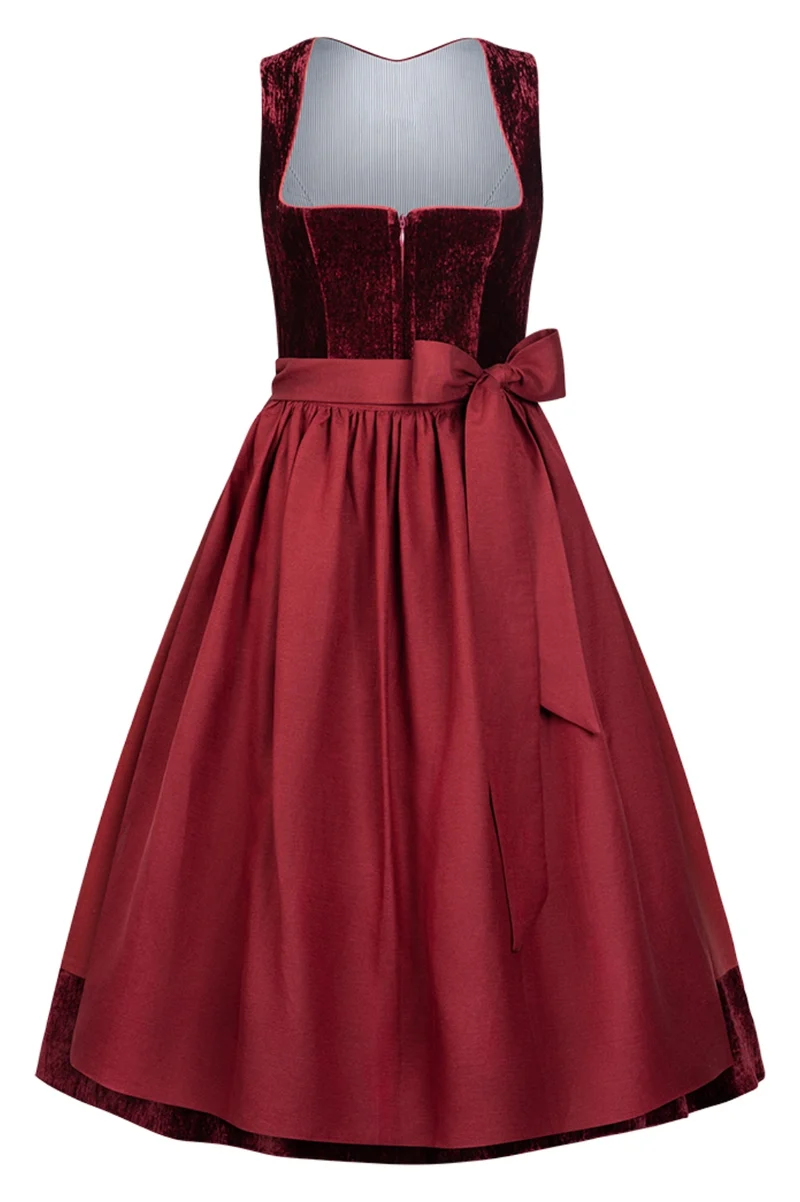 Dirndl Rubina Kirschrot Samt & Leinen – 75 cm | LIGA DI BAVARIA