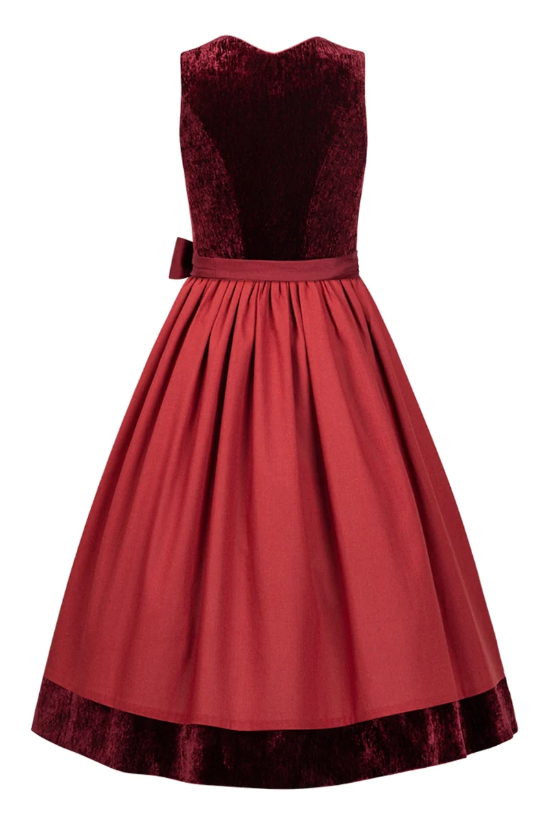 Dirndl Rubina Kirschrot Samt & Leinen – 75 cm | LIGA DI BAVARIA