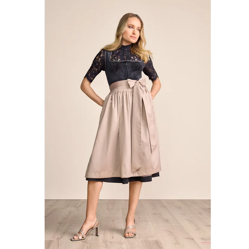Krüger Dirndl Suzanne Schwarz Beige Samt 70cm