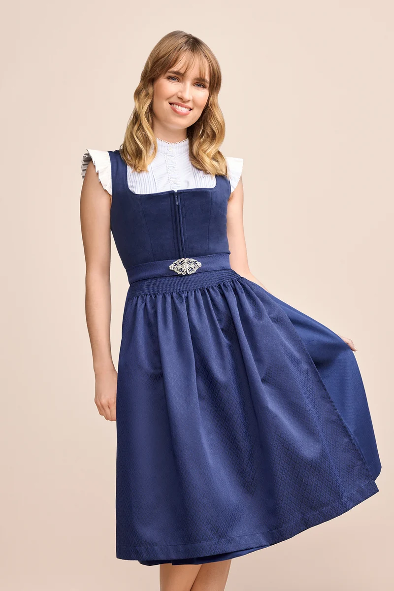 Krüger Dirndl Alisha Samt blau 70 cm