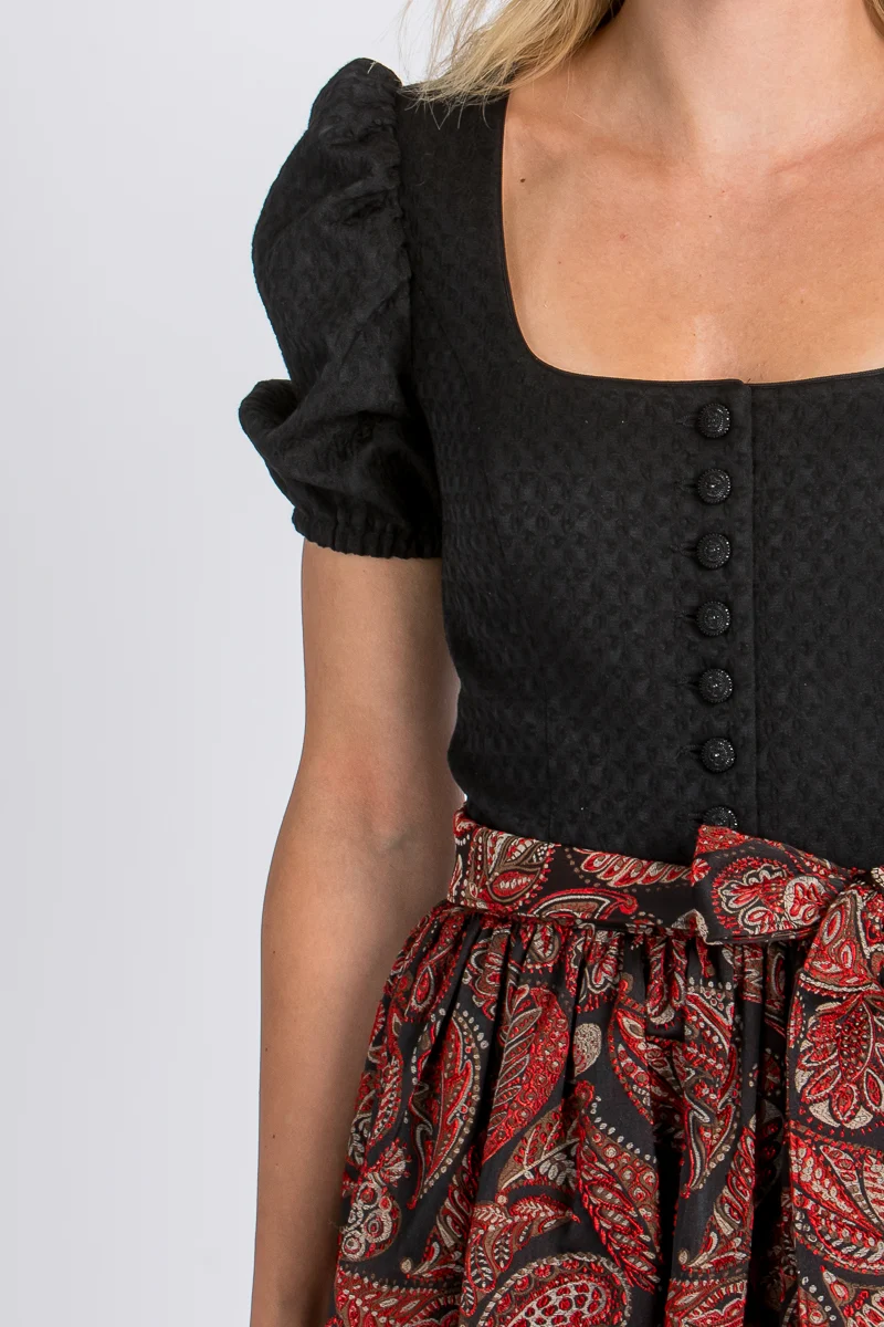 Almliebe Dirndl Rosmarie schwarz/rot