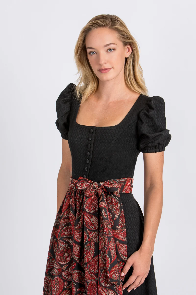 Almliebe Dirndl Rosmarie schwarz/rot