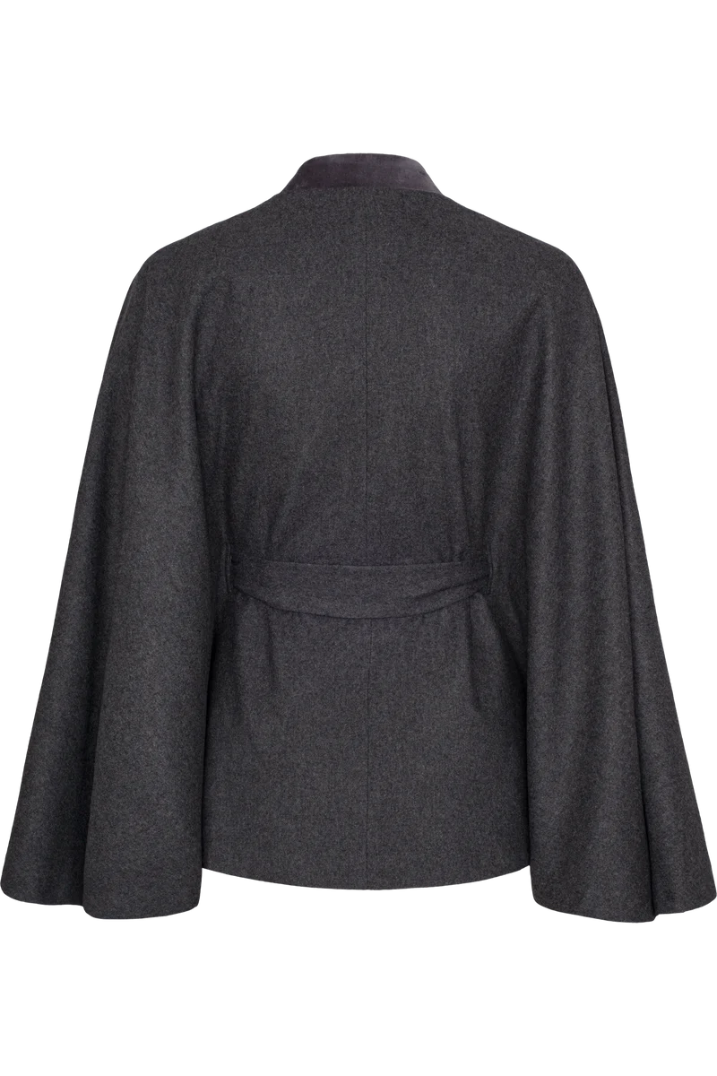 Damen Trachtencape mit Wolle - anthrazit