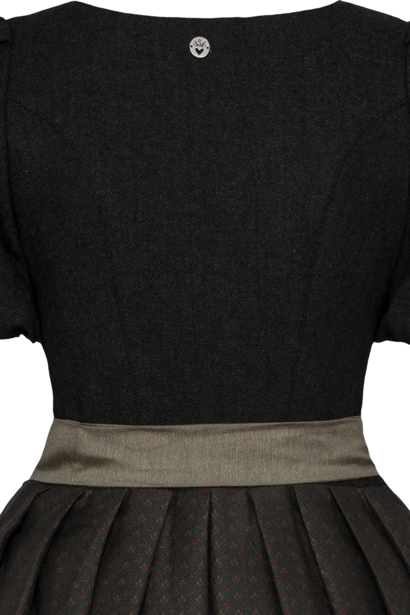 Midi-Dirndl mit Wolle und kurzen Puffärmeln - dunkelgrün