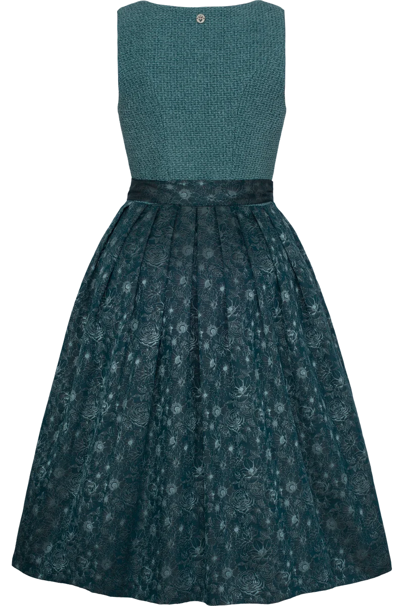 Midi-Dirndl mit samtigem Bouclé-Mieder - petrol