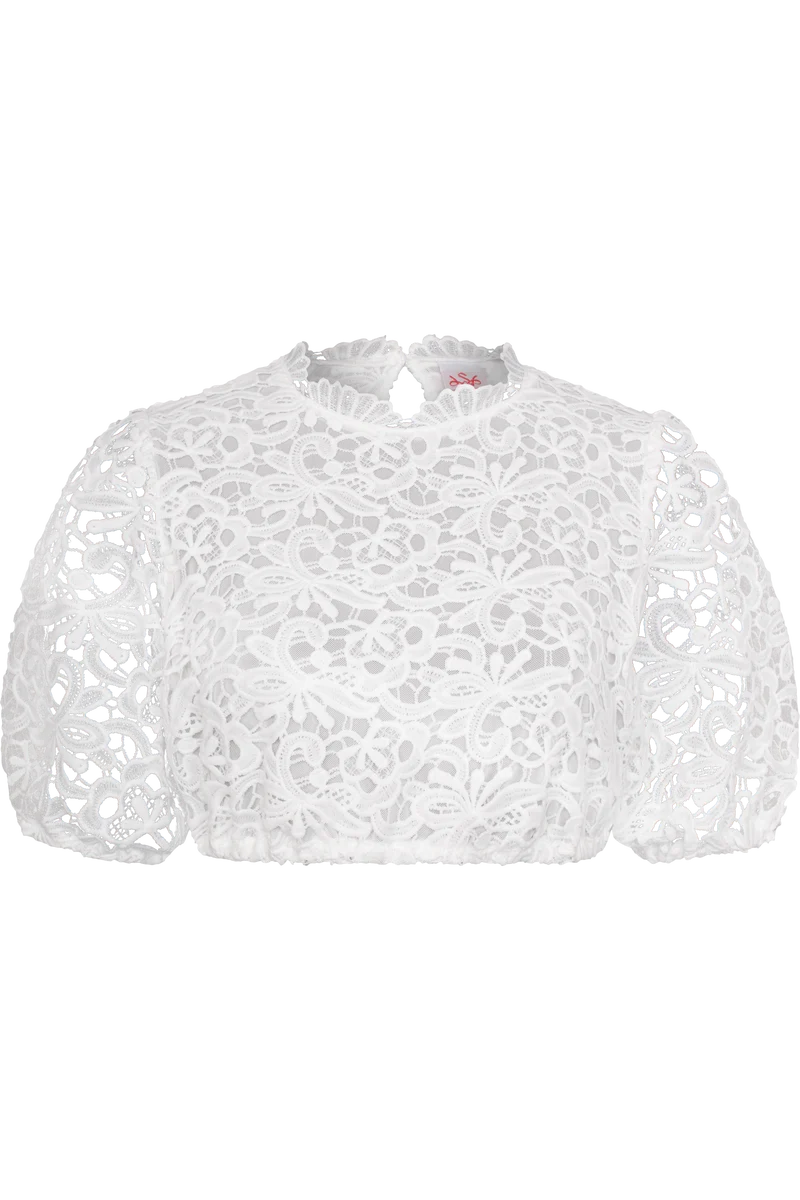 Dirndlbluse mit floralem Muster - weiß