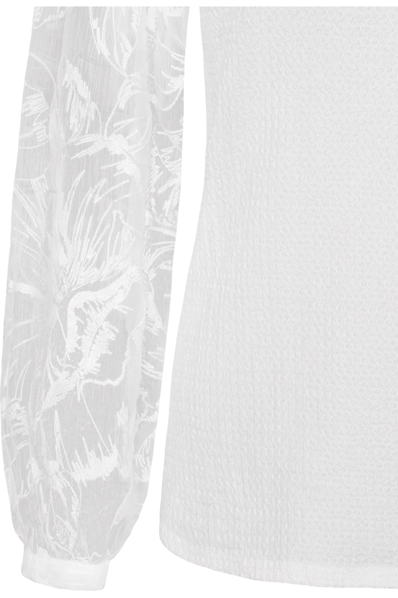 Damen Trachtenbluse mit bestickten Ärmeln - weiß