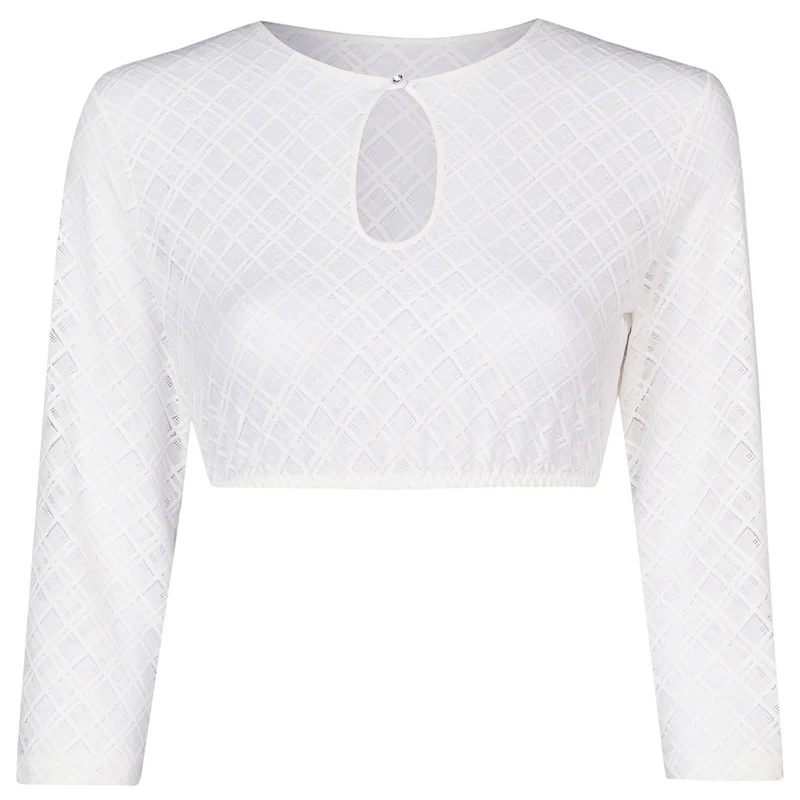 Nina von C. Spitzen Dirndlbluse "Naomi" Lochausschnitt 48471328 | Weiß