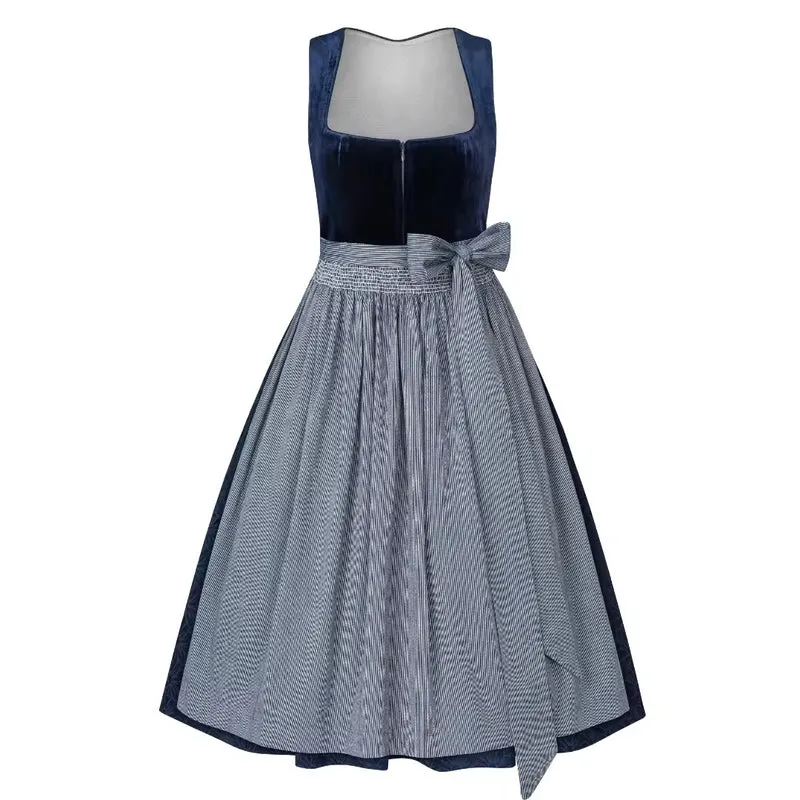 Dirndl Liga Di Bavaria Samt Ozeanblau 70cm