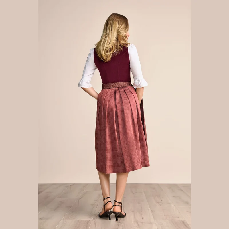Krüger Dirndl Xana Weinrot Herz-Ausschnitt 70cm