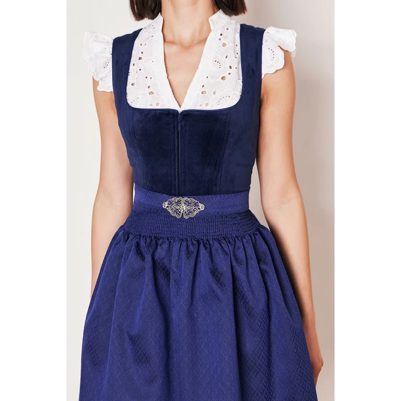 Krüger Dirndl Alisha Blau Samt 60cm