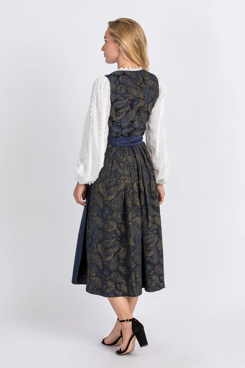 Almliebe Dirndl Fanni blau gemustert