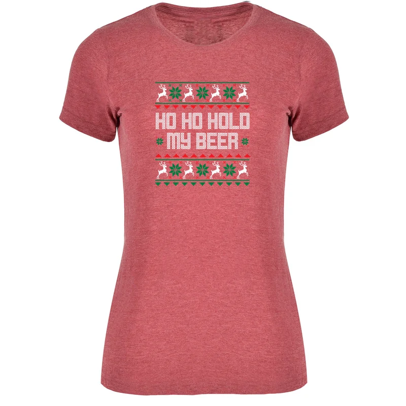 Ho Ho Hold my Beer Ugly Christmas T-shirt Damen