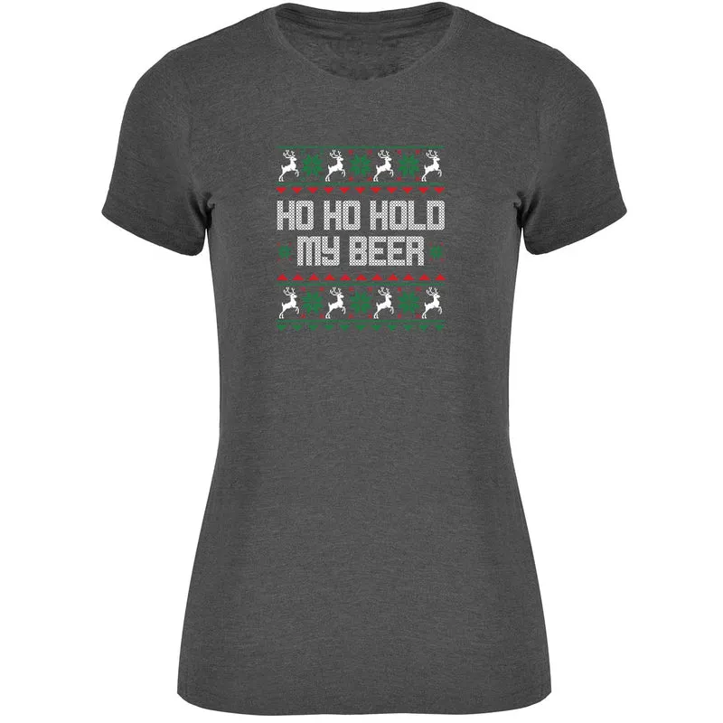 Ho Ho Hold my Beer Ugly Christmas T-shirt Damen