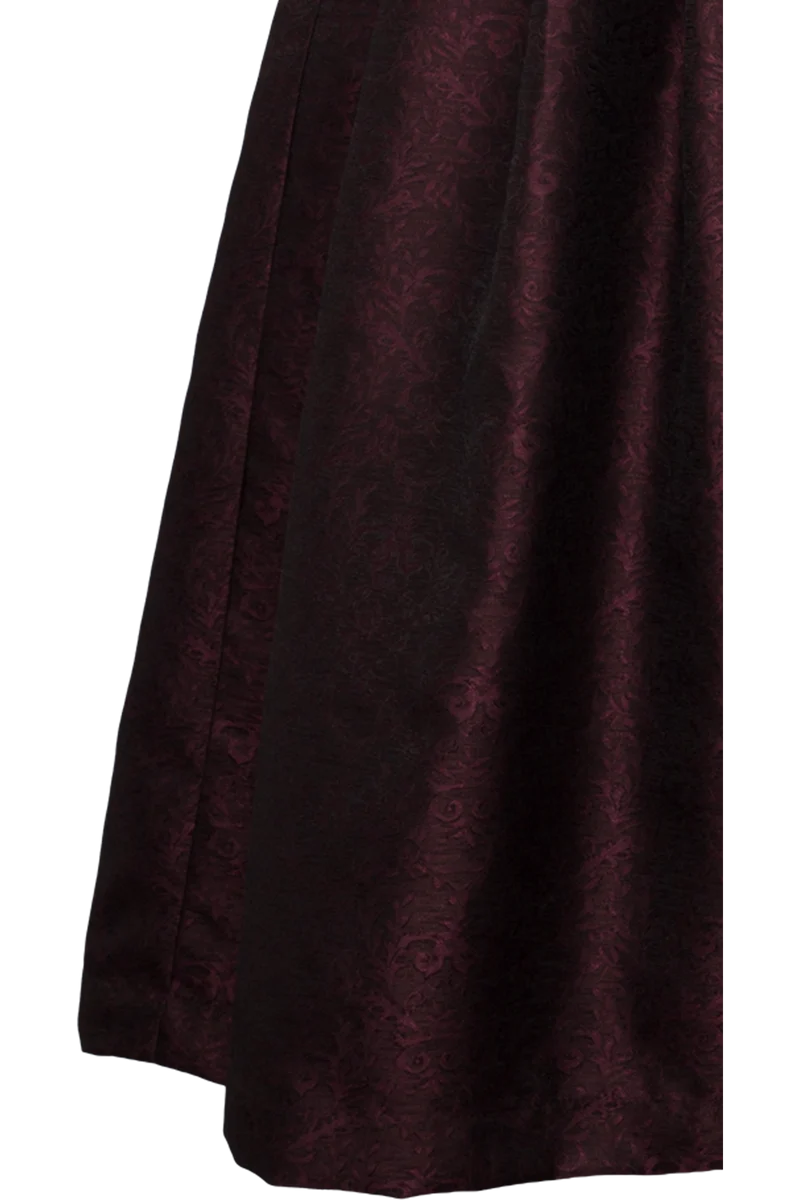 Langes Dirndl monochrom mit Jacquardmuster - bordeaux