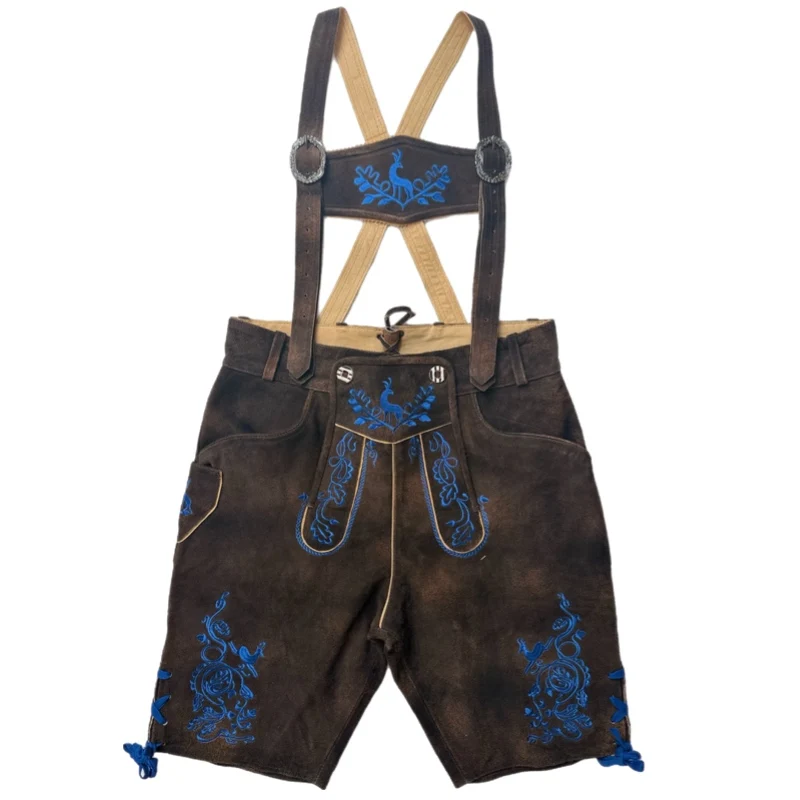 Lederhose Hirsch Royal Blau Mokka