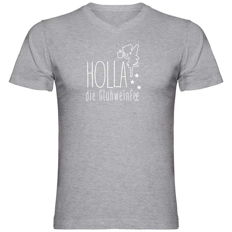 Holla die Glühweinfee Herren Tshirt V-Ausschnitt
