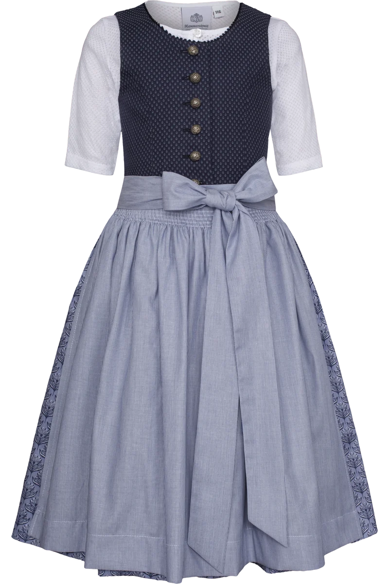 Kinder Baumwolldirndl mit Bluse - dunkelblau