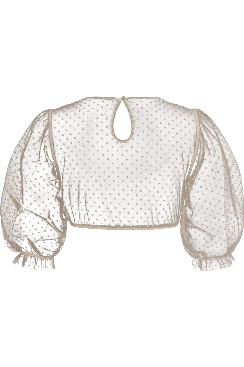 Dirndlbluse transparent mit Pünktchendesign - beige