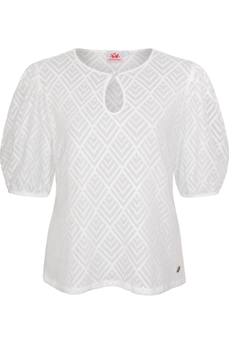 Damen Trachtenbluse mit Tropfenausschnitt - offwhite