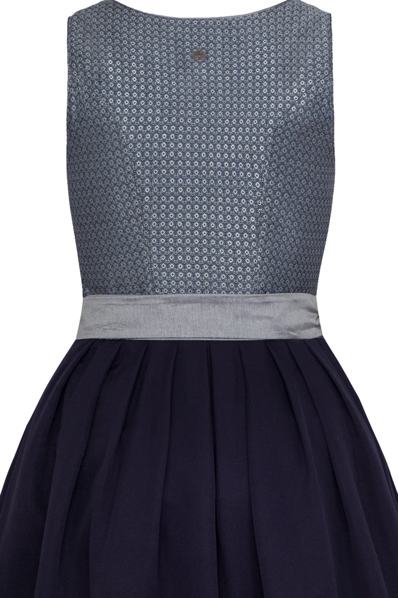 Langes Dirndl mit Herz-und Blumenjacquardmuster - blau
