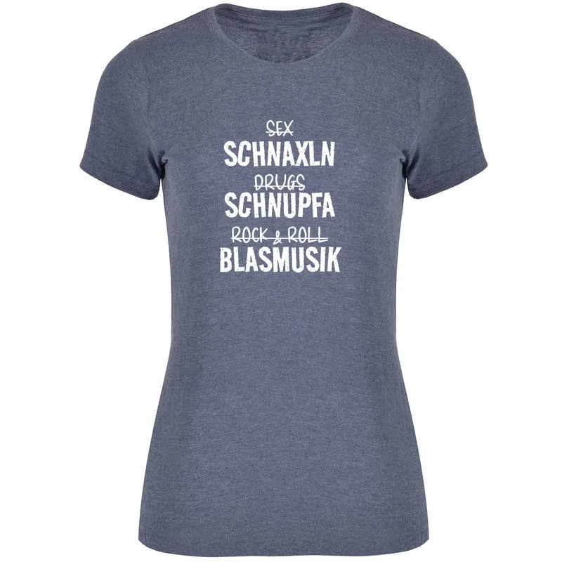 Schnaxln Schnupfa Blasmusik Damen Tshirt
