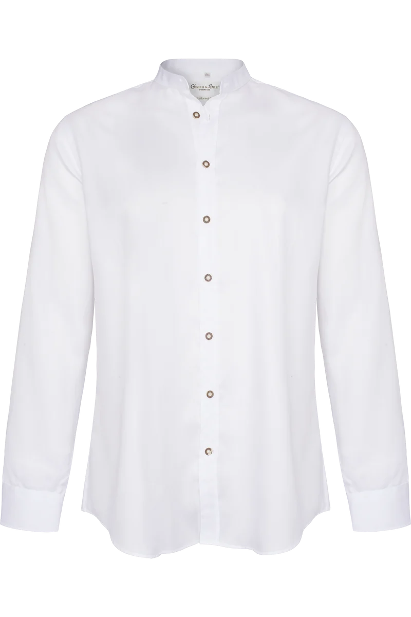 Herren Baumwoll-Trachtenhemd Tailored Fit - weiß