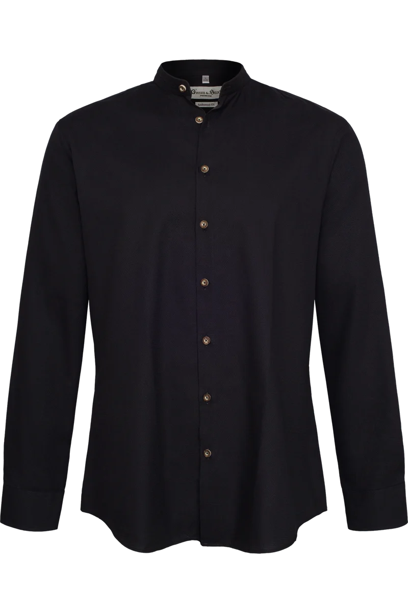 Herren Trachtenhemd mit Webmuster Tailored Fit - schwarz