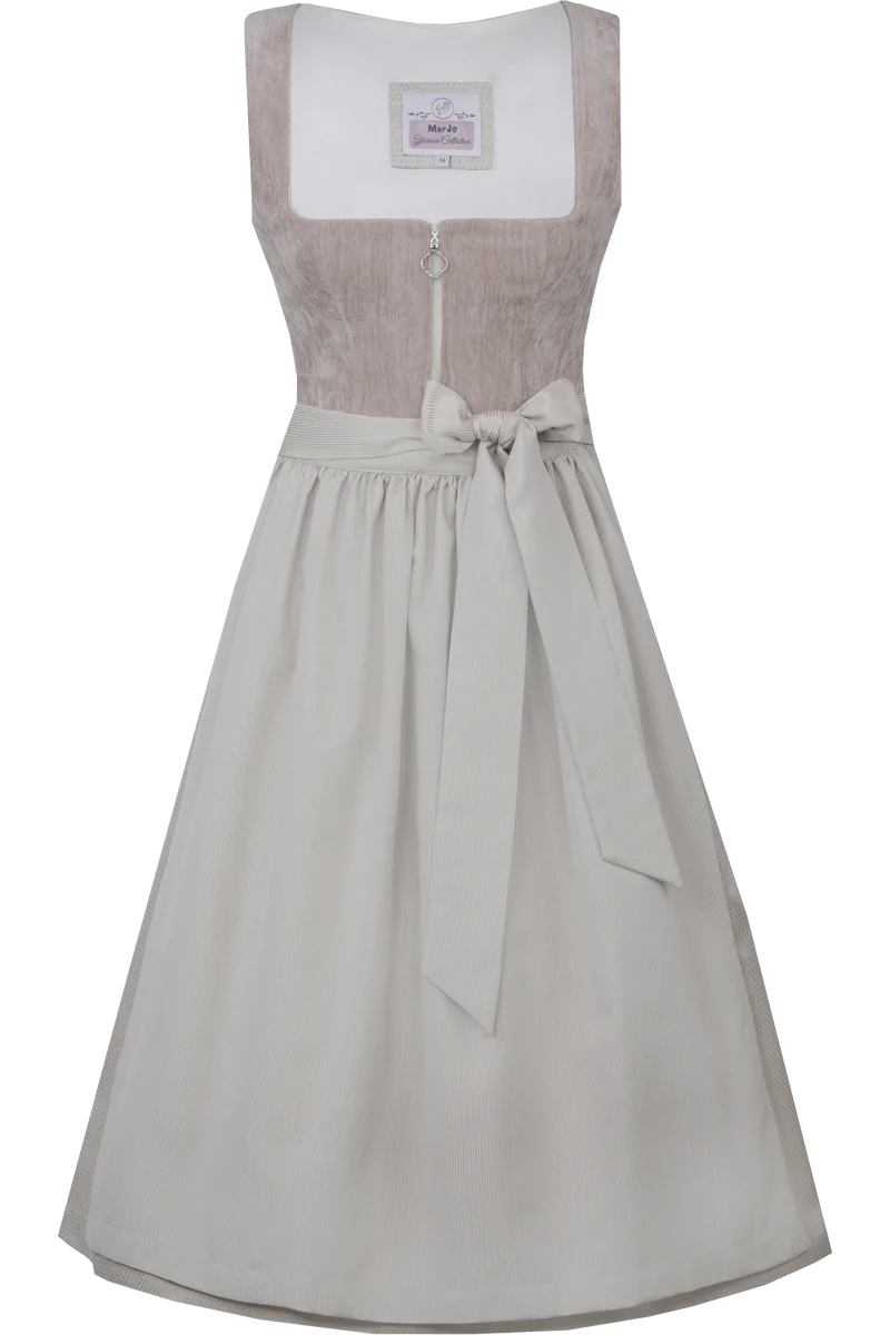 Midi-Dirndl mit Samtmieder Kirchham 70cm - beige
