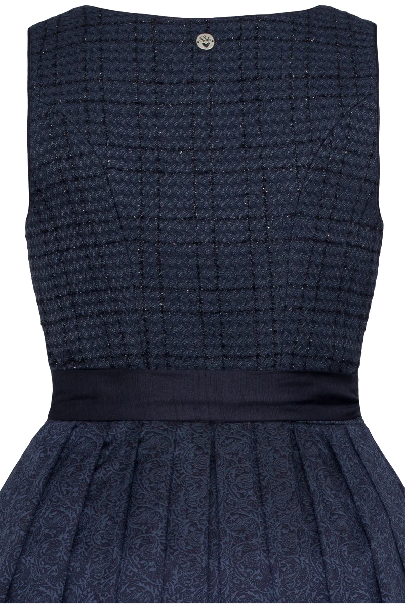 Midi-Dirndl mit glänzendem Strukturmieder Kobra 70cm - dunkelblau