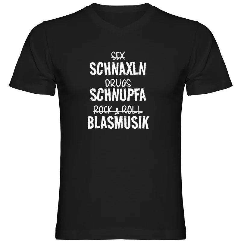 Schnaxln Schnupfa Blasmusik Herren Tshirt V-Ausschnitt