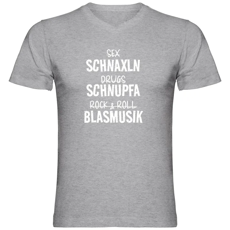 Schnaxln Schnupfa Blasmusik Herren Tshirt V-Ausschnitt