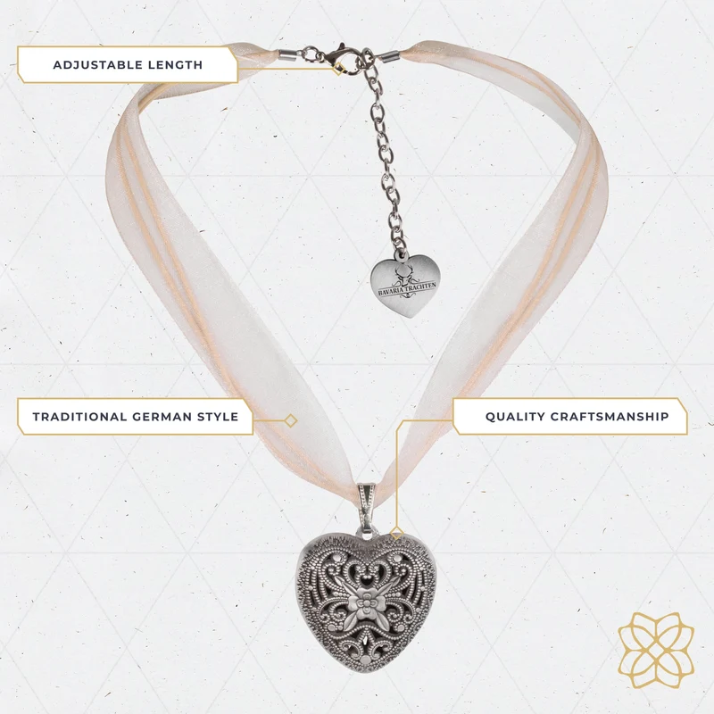 Organza Heart Necklace Gold