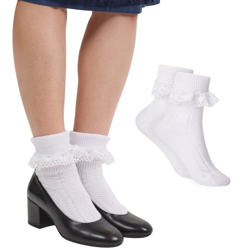 Women Turn Cuff Socks White