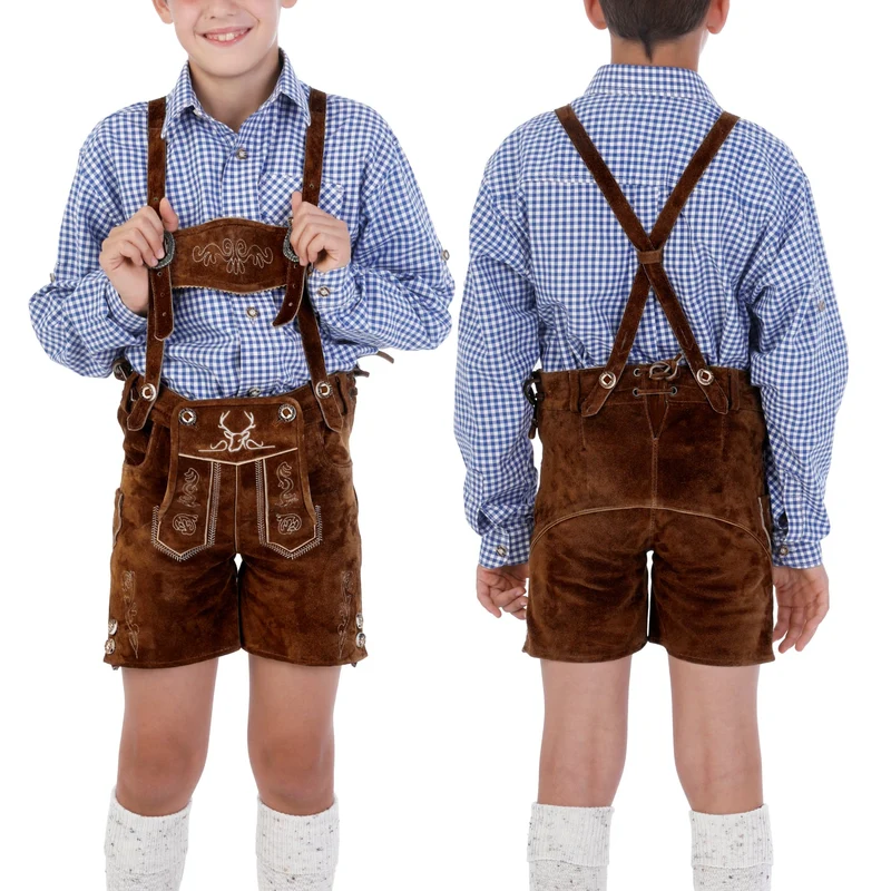 Kids Lederhosen Dark Brown