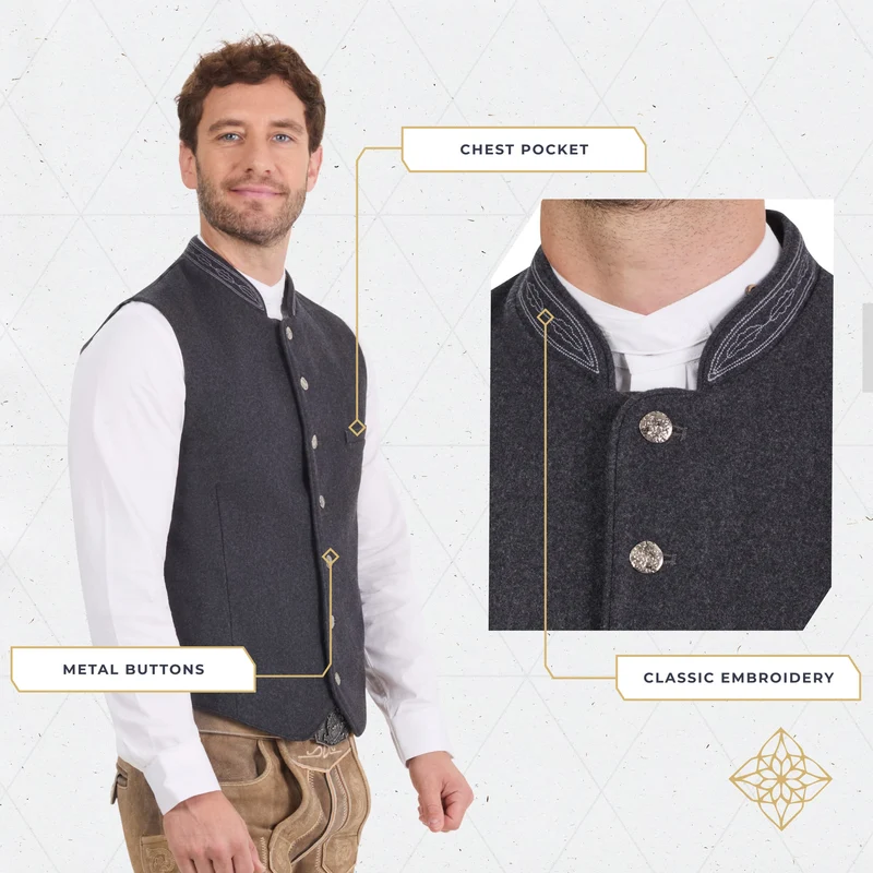 Lederhosen Vest Men Gray