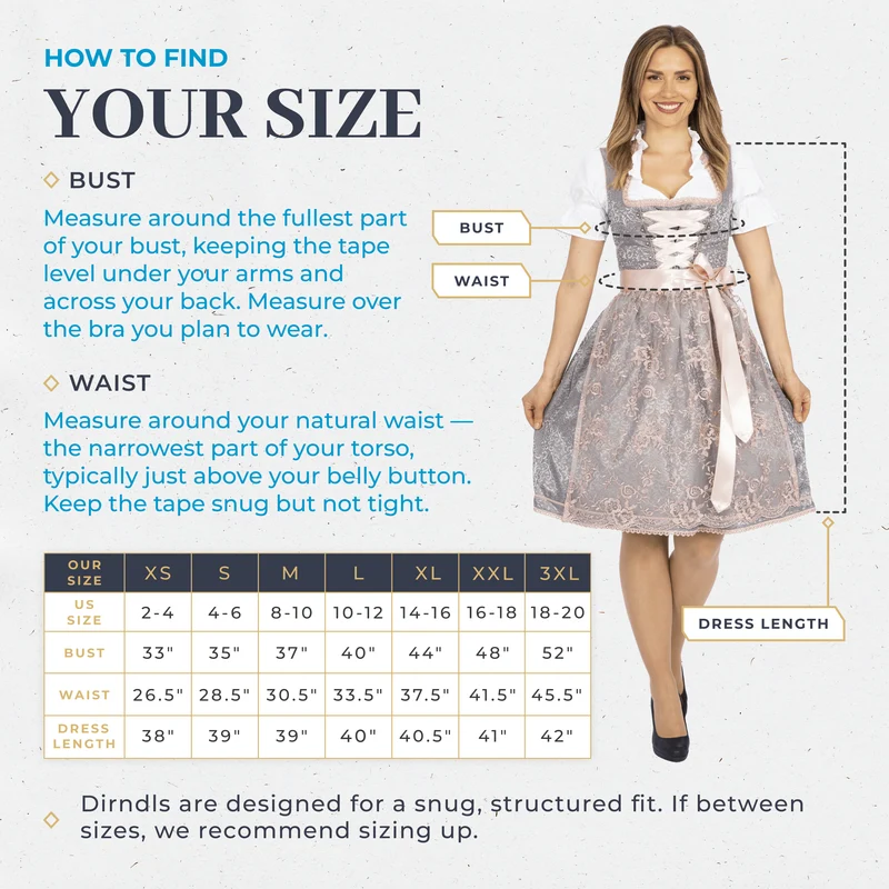 German Dirndl Dress Blue Gold