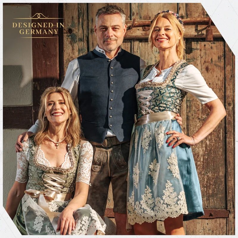 German Dirndl Dress Green Gold