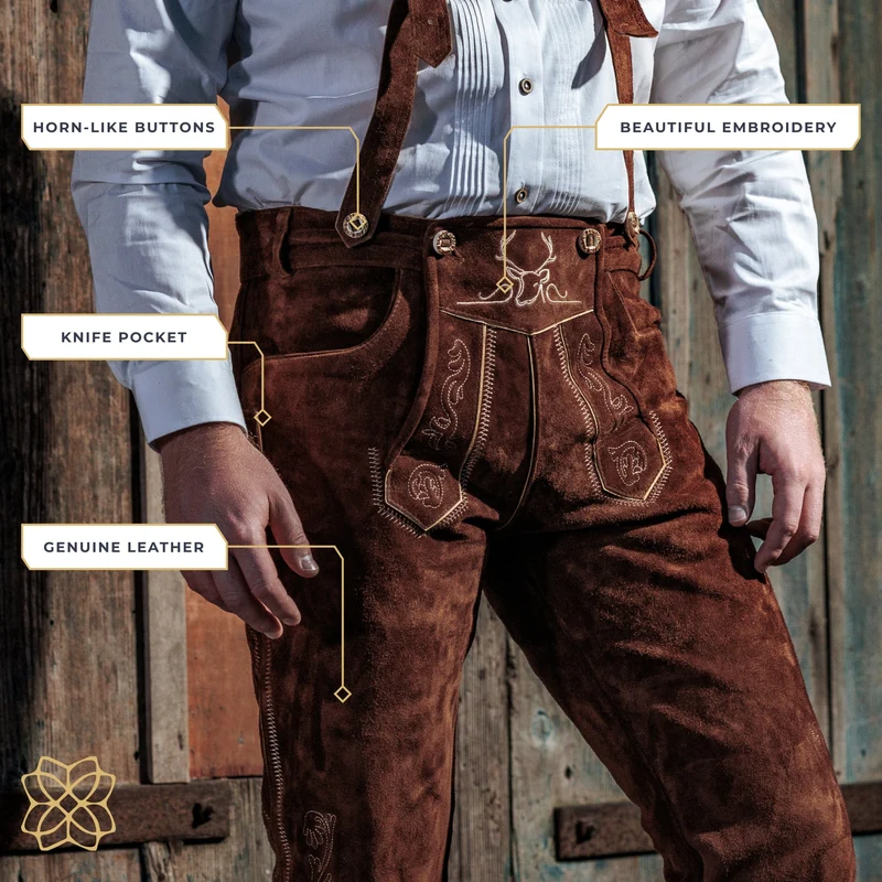 Lederhosen Men Kneebound Dark Brown
