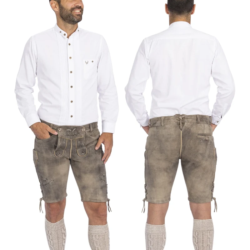 Goat Lederhosen Men Short Light Brown