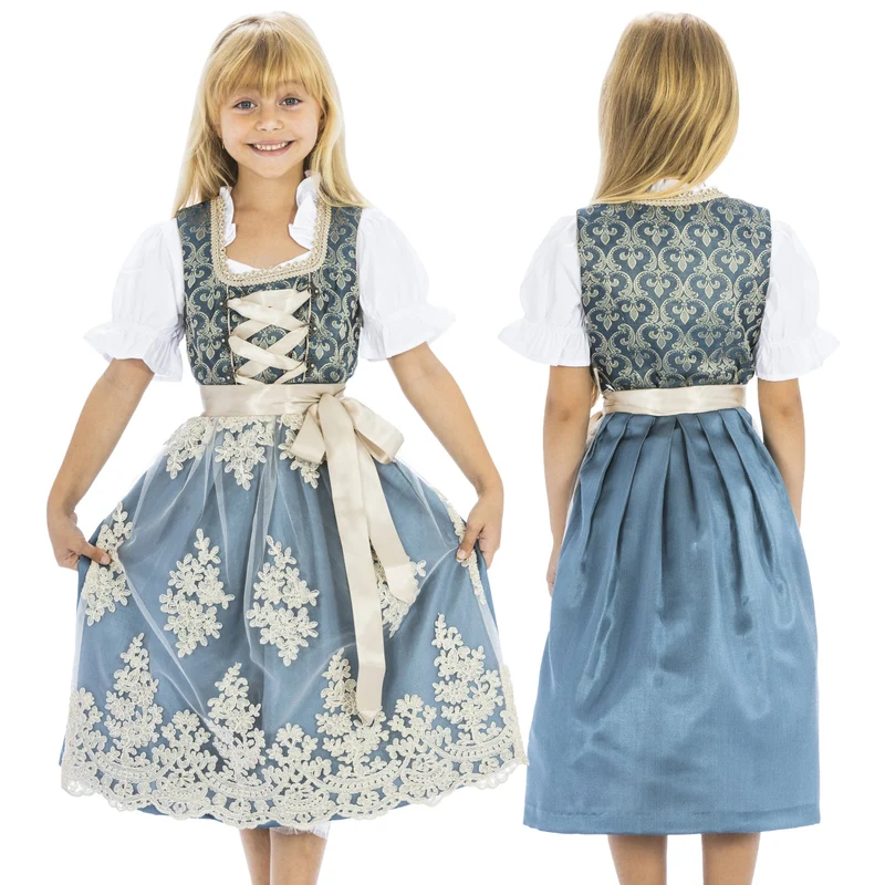 Kids Dirndl Dress Blue Gold