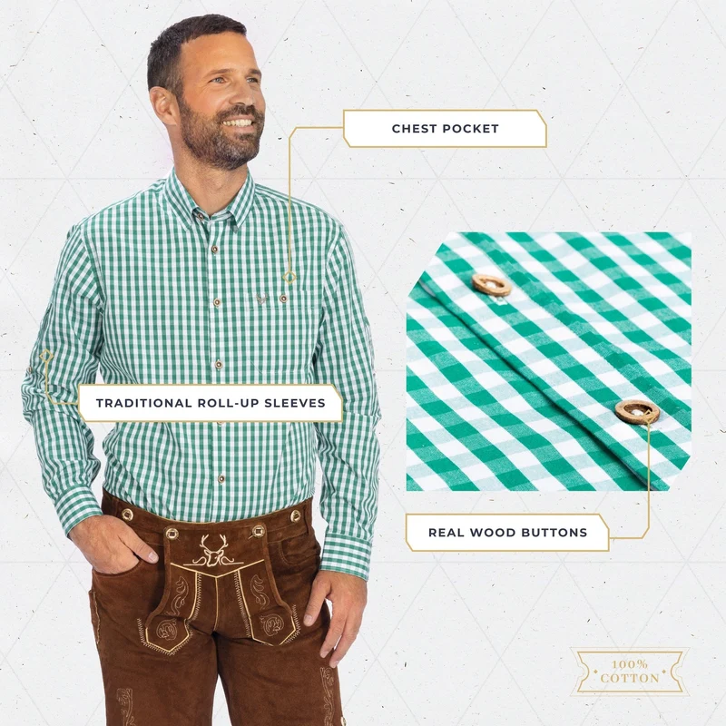 Lederhosen Shirt Classic Checkered Green