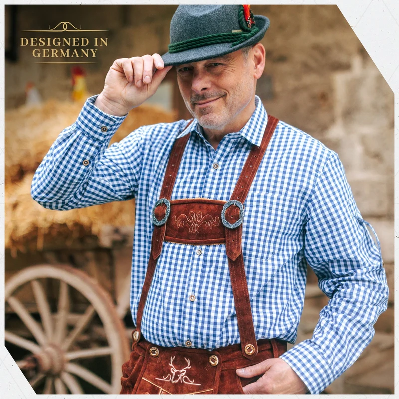 Lederhosen Shirt Classic Checkered Blue