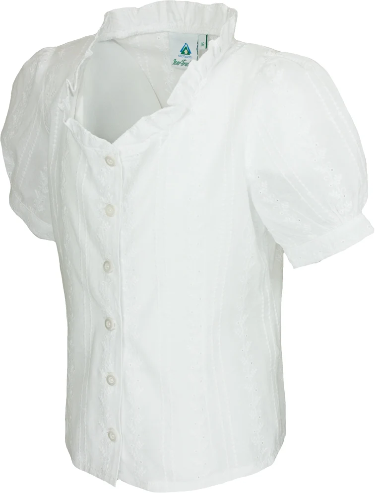 Isar-Trachten Kinder Bluse "Marie" mit Stickereien 44962 | Weiß