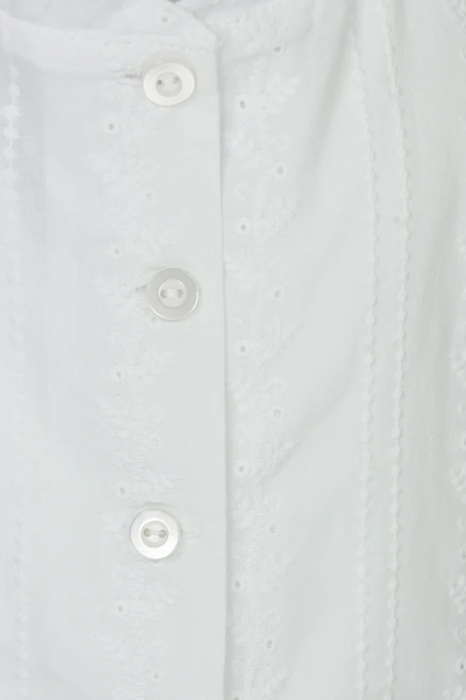 Isar-Trachten Kinder Bluse "Marie" mit Stickereien 44962 | Weiß
