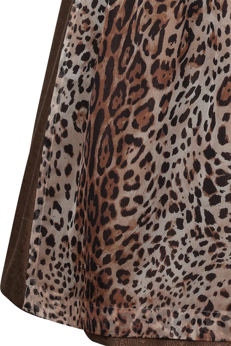 Midi-Dirndl mit Strukturmieder und Leoschürze Brunnenthal - espresso leo