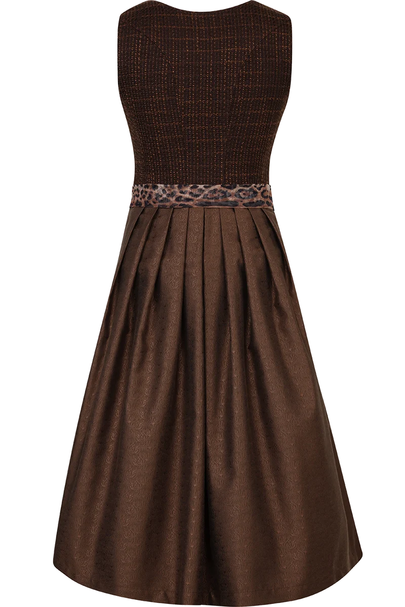 Midi-Dirndl mit Strukturmieder und Leoschürze Brunnenthal - espresso leo