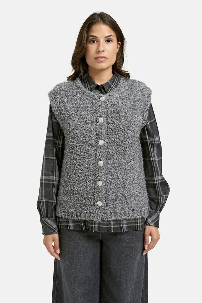 Smith & Soul Bouclé-Weste grey melange