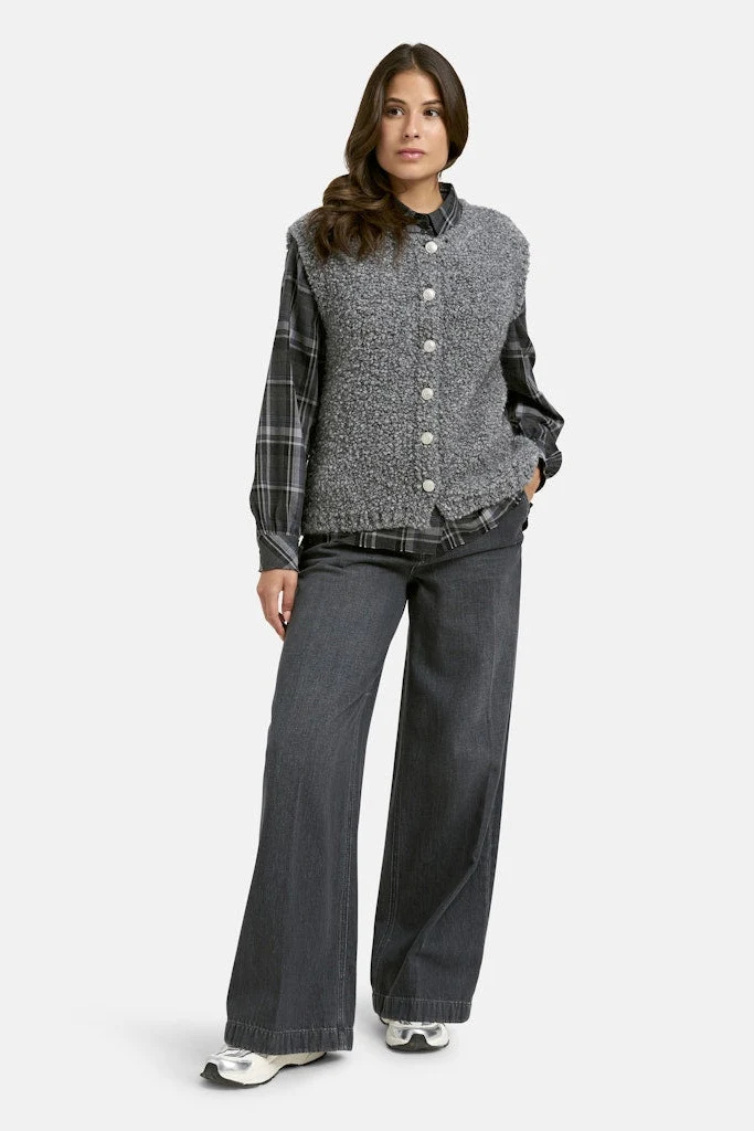 Smith & Soul Bouclé-Weste grey melange