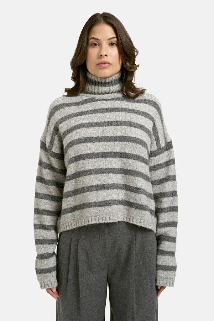 Smith & Soul Rollkragenpullover anthrazit mel. print